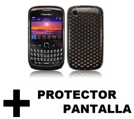 Funda Gel Silicona TPU para Blackberry 8520 Curve + Protector Pantalla NEGRA